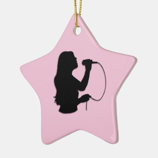 Vrouw Singer Pink Keramisch Ornament (Links)