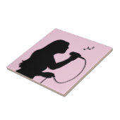 Vrouw Singer Pink Tegeltje (Zijkant)