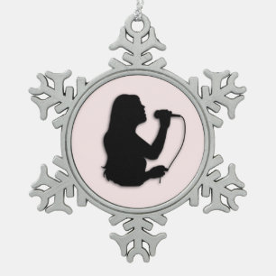 Vrouw Singer Pink Tin Sneeuwvlok Ornament