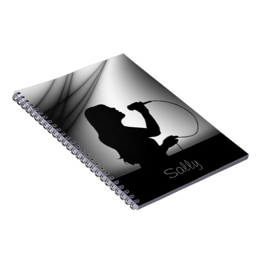 Vrouw Singer Silver Curtain-laptop Notitieboek (Rechterzijde)