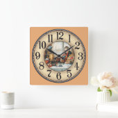 Vrouw Sipping Tea Vierkante Klok (Huis)