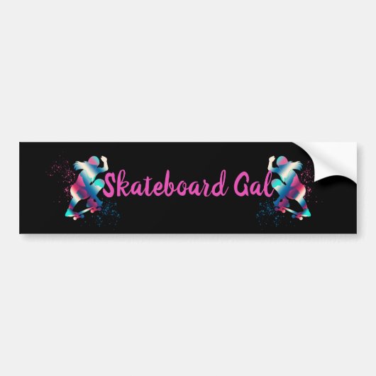 Vrouw Skateboarder Bumpersticker (Voorkant)