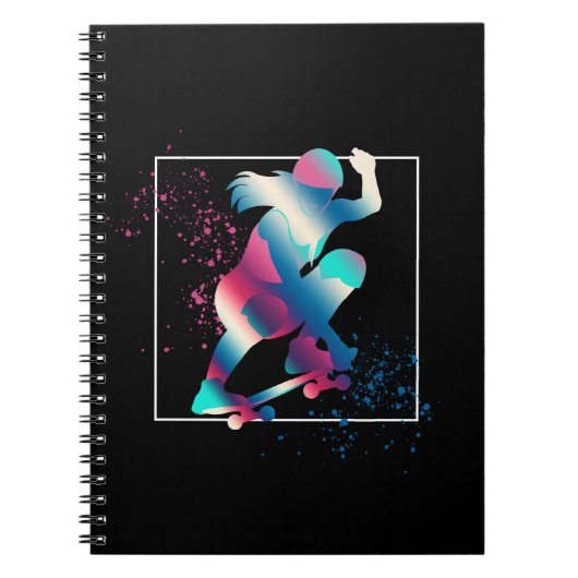 Vrouw Skateboarder Notitieboek (Voorkant)