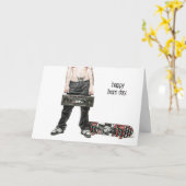 Vrouw Skateboarder Retro Boombox Verjaardag Kaart (Gele Bloem)