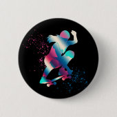 Vrouw Skateboarder Ronde Button 5,7 Cm (Voorkant)