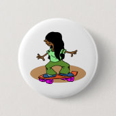 Vrouw Skateboarder Skateboarder Ronde Button 5,7 Cm (Voorkant)