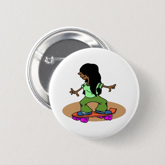Vrouw Skateboarder Skateboarder Ronde Button 5,7 Cm (Voorkant /achterkant)
