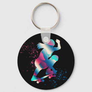 Vrouw Skateboarder Sleutelhanger