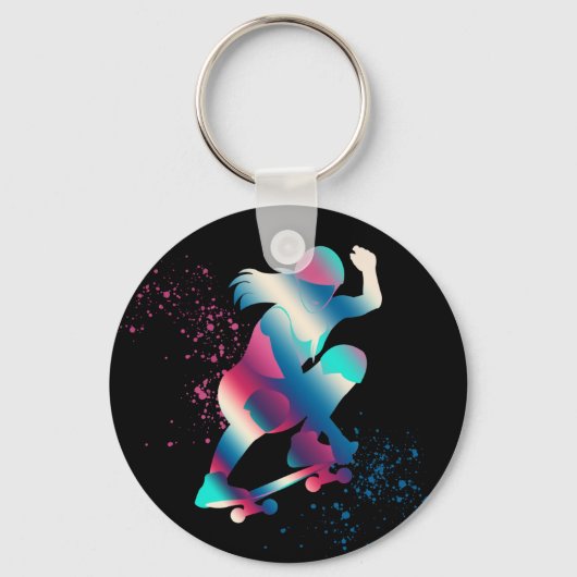 Vrouw Skateboarder Sleutelhanger (Voorkant)