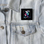 Vrouw Skateboarder Vierkante Button 5,1 Cm (In situ)