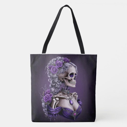 Vrouw Skeleton Cameo Style Portrait Tote Bag (Voorkant)