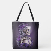 Vrouw Skeleton Cameo Style Portrait Tote Bag (Achterkant)