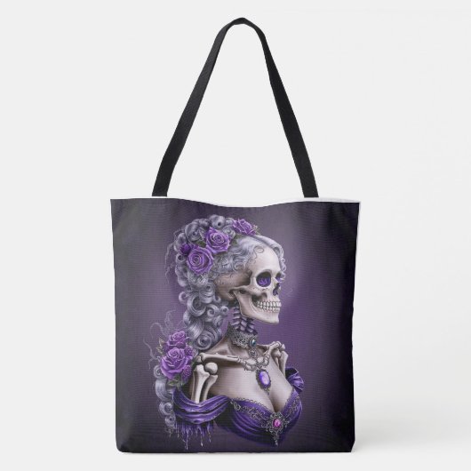 Vrouw Skeleton Cameo Style Portrait Tote Bag (Achterkant)