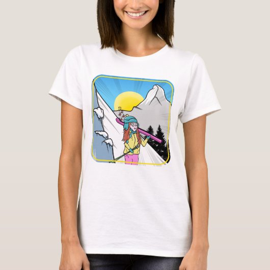 Vrouw skiën in Zwitserland Matterhorn T-shirt (Voorkant)