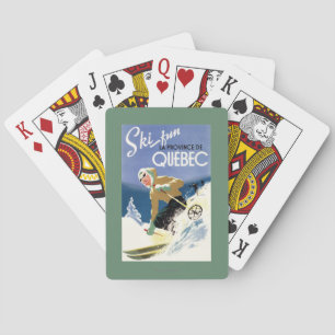 Vrouw Skiën - Zowel Engelse als Franse Poster Pokerkaarten