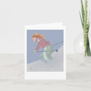 Vrouw Skier Art Kaart