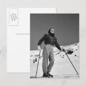 Vrouw Skier Briefkaart (Voorkant / Achterkant)