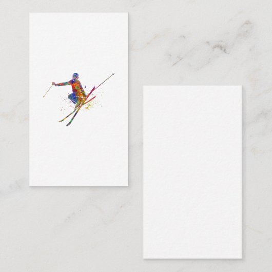 Vrouw skier in waterverf visitekaartje (Voorkant / Achterkant)