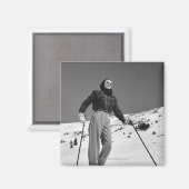 Vrouw Skier Magneet (Voorkant / Achterkant)