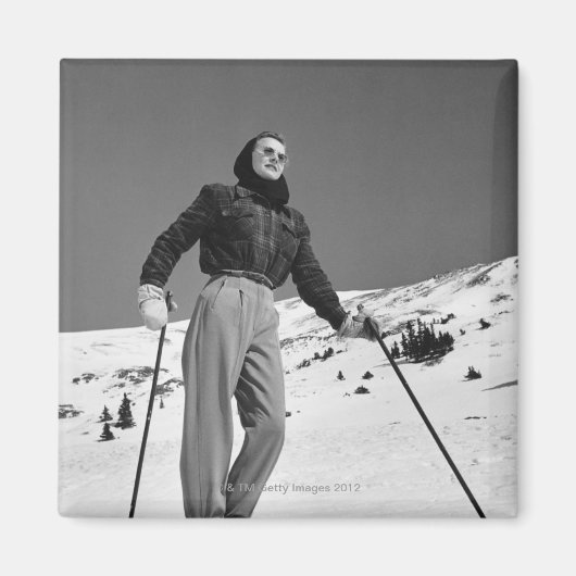 Vrouw Skier Magneet (Voorkant)