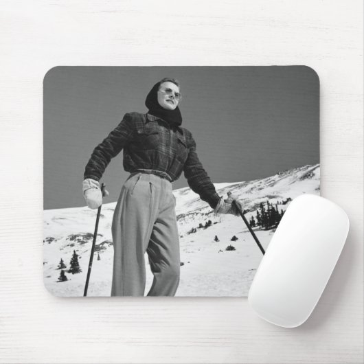 Vrouw Skier Muismat (Met muis)