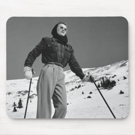 Vrouw Skier Muismat (Voorkant)
