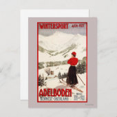Vrouw Skier Overzien Adelboden Poster Briefkaart (Voorkant / Achterkant)