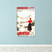 Vrouw Skier Overzien Adelboden Poster Canvas Afdruk (Insitu (Houten vloer))