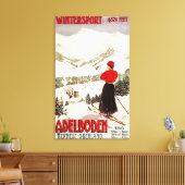 Vrouw Skier Overzien Adelboden Poster Canvas Afdruk (Insitu (Woonkamer))