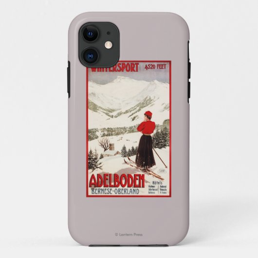 Vrouw Skier Overzien Adelboden Poster Case-Mate iPhone Case (Achterkant)