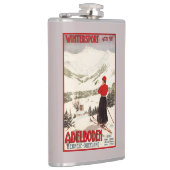 Vrouw Skier Overzien Adelboden Poster Heupfles (Rechts)