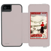 Vrouw Skier Overzien Adelboden Poster Incipio iPhone Portemonnee Hoesje (Agenda Open)