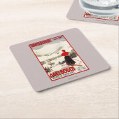 Vrouw Skier Overzien Adelboden Poster Kartonnen Onderzetters (Schuin)