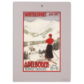 Vrouw Skier Overzien Adelboden Poster Klembord (Achterkant)
