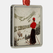 Vrouw Skier Overzien Adelboden Poster Metalen Ornament (Rechts)