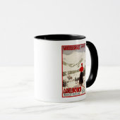 Vrouw Skier Overzien Adelboden Poster Mok (Voorkant rechts)