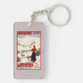 Vrouw Skier Overzien Adelboden Poster Sleutelhanger (achterkant)