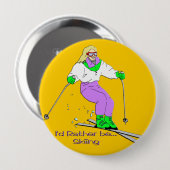 Vrouw Skier Ronde Button 4,0 Cm (Voorkant /achterkant)