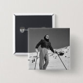 Vrouw Skier Vierkante Button 5,1 Cm (Voorkant /achterkant)