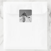 Vrouw Skier Vierkante Sticker (Tas)
