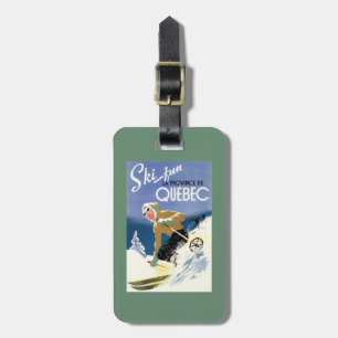 Vrouw Skiing - zowel Engels als Frans Poster Bagagelabel
