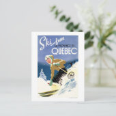 Vrouw Skiing - zowel Engels als Frans Poster Briefkaart (Staand voorkant)