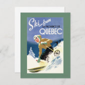 Vrouw Skiing - zowel Engels als Frans Poster Briefkaart (Voorkant / Achterkant)