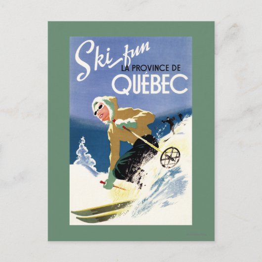 Vrouw Skiing - zowel Engels als Frans Poster Briefkaart (Voorkant)