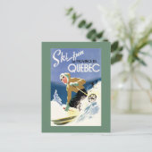 Vrouw Skiing - zowel Engels als Frans Poster Briefkaart (Staand voorkant)
