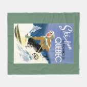Vrouw Skiing - zowel Engels als Frans Poster Fleece Deken (Voorkant (Horizontaal))