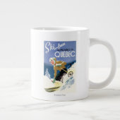 Vrouw Skiing - zowel Engels als Frans Poster Grote Koffiekop (Rechts)