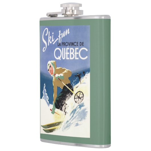 Vrouw Skiing - zowel Engels als Frans Poster Heupfles (Links)