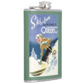 Vrouw Skiing - zowel Engels als Frans Poster Heupfles (Rechts)