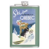 Vrouw Skiing - zowel Engels als Frans Poster Heupfles (Voorkant)